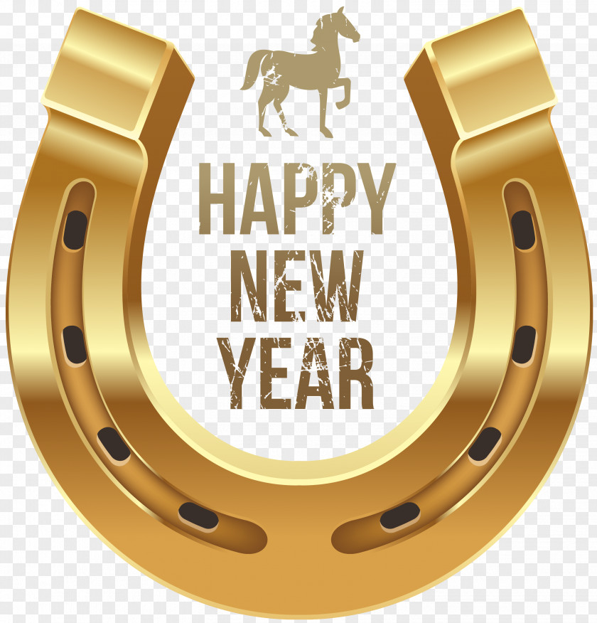 Happy New Year With Horse And Horseshoe PNG Clipart Year's Day Wish Clip Art PNG