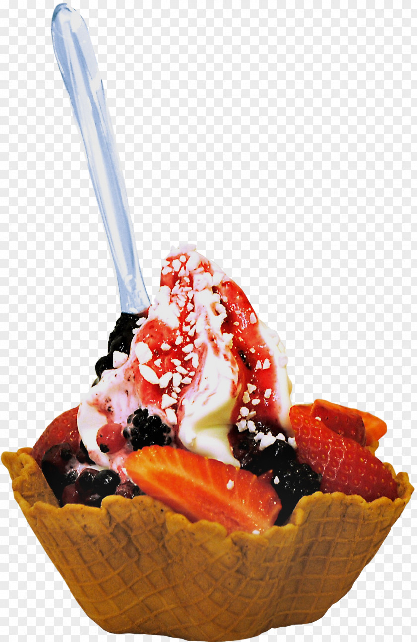 Sundae Ice Cream Frozen Yogurt Waffle PNG