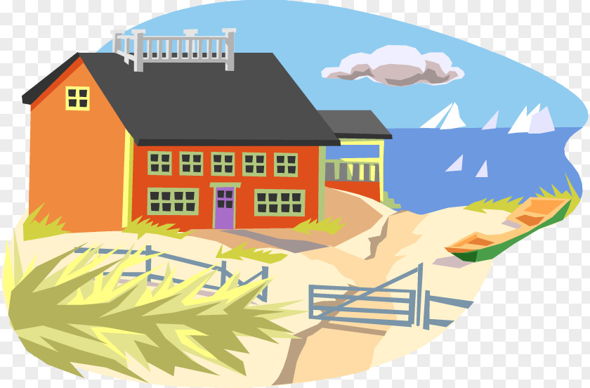 Regional Seaside Town Decoration Cartoon Clip Art PNG