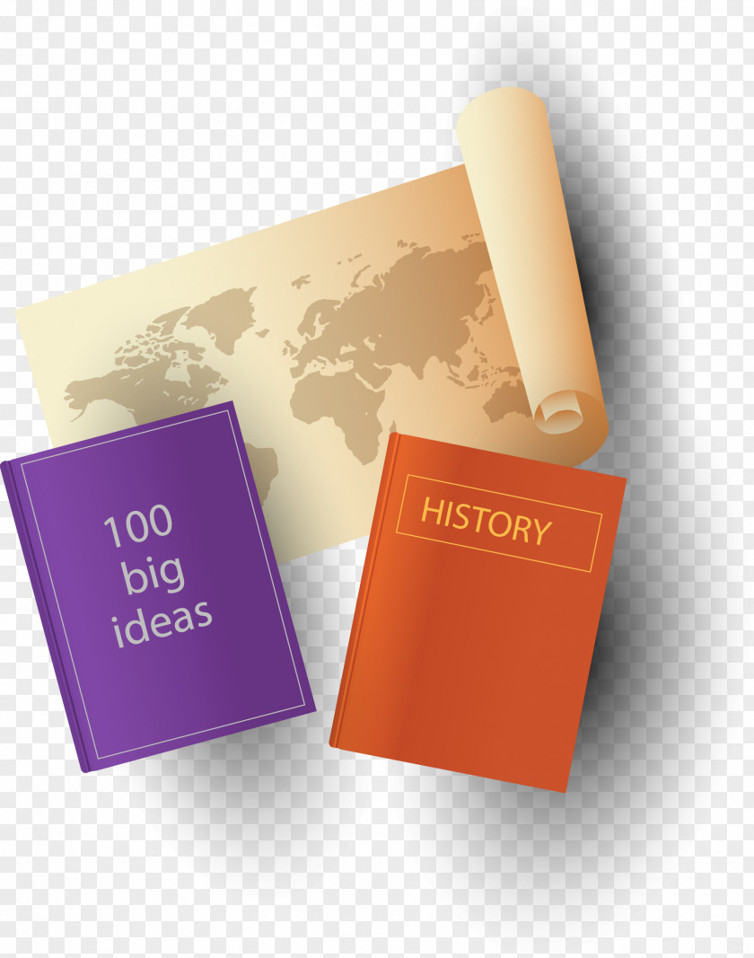 Vector Hand-painted Maps And Books Map Euclidean PNG