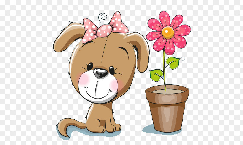 Cartoon Puppy Chicken Flower Stock Photography Greeting Card PNG