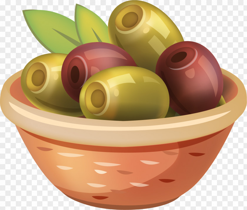Vector Painted Green Olives Hot Pot Olive PNG