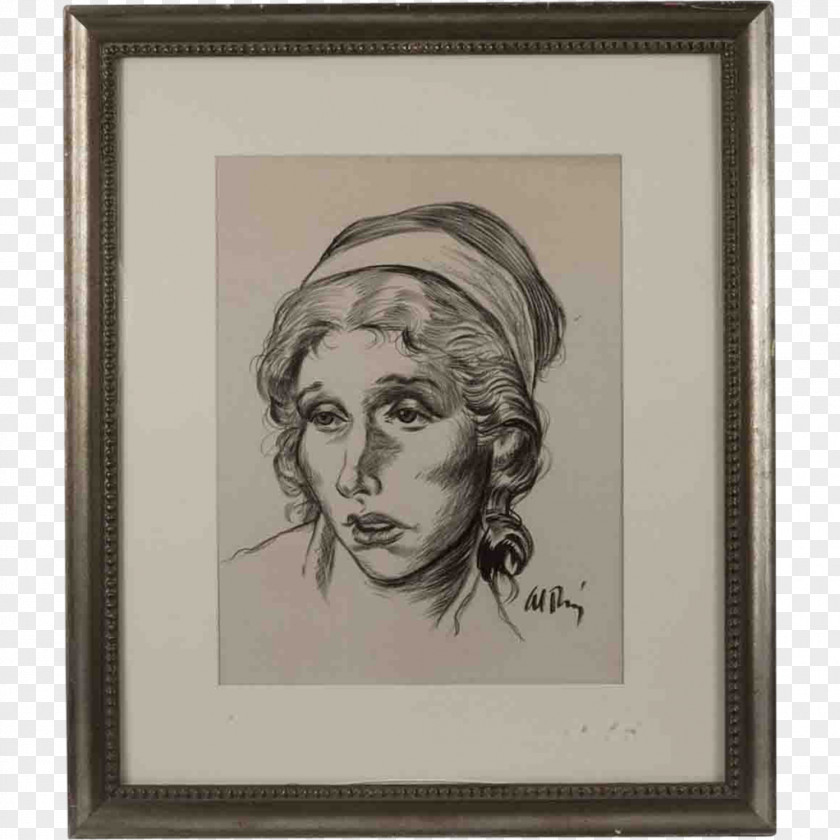 20th Century Women Picture Frames Drawing Mat Sketch PNG