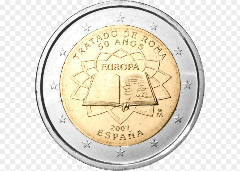 Euro Treaty Of Rome 2 Coin Commemorative Coins Spanish PNG
