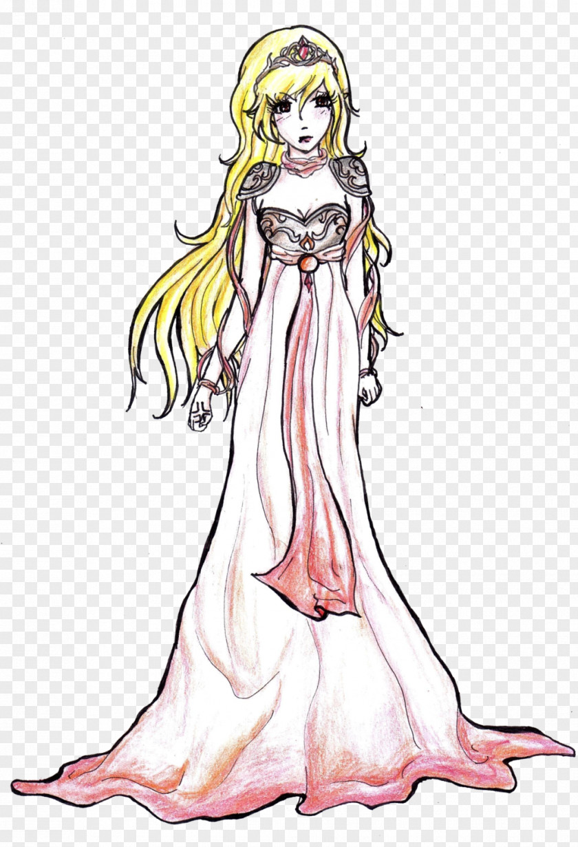Woman Fairy Line Art Gown PNG