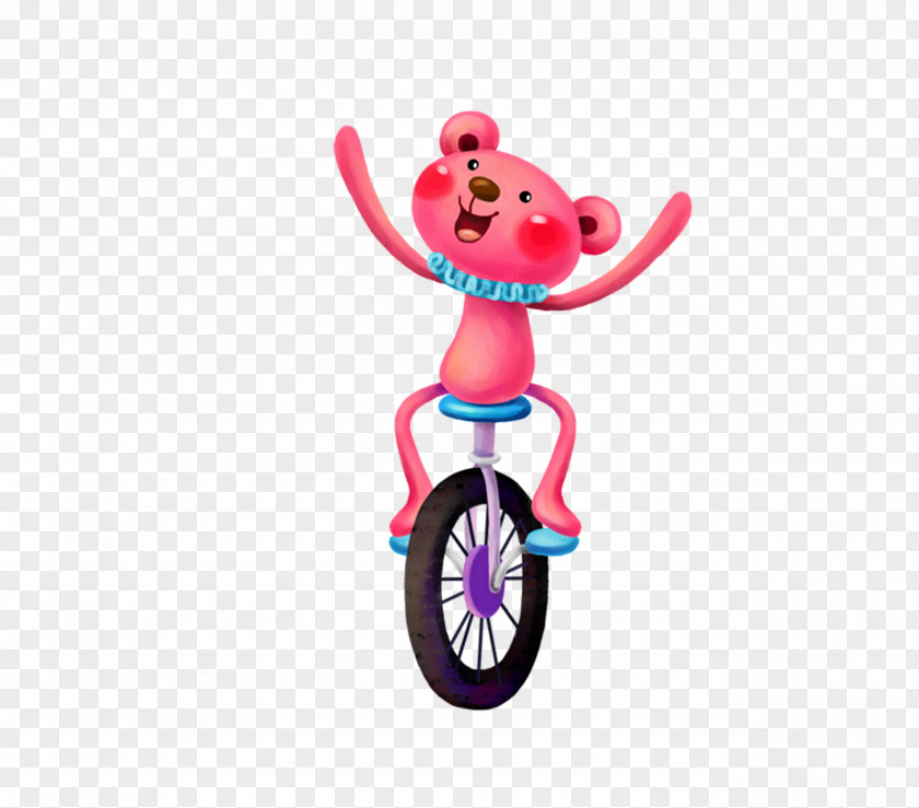 Cartoon Mouse Unicycle Performance Clown Illustration PNG