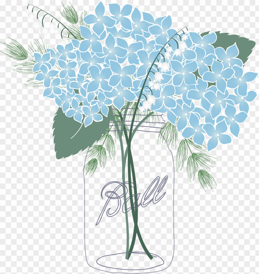 Hydrangea French Mason Jar Oakleaf Flower Clip Art PNG