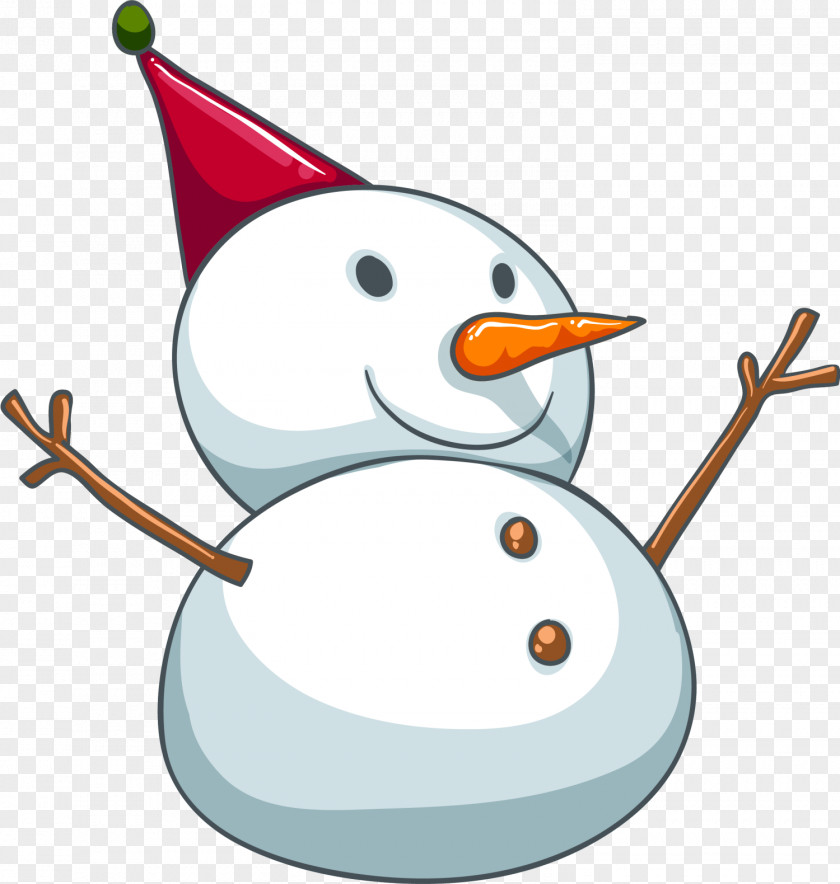 Simple White Snowman Santa Claus Christmas Card Illustration PNG