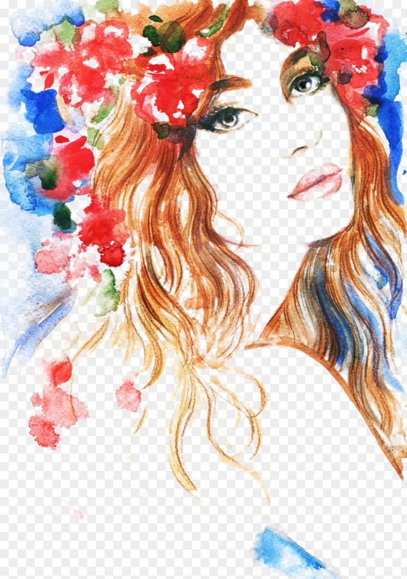 Flirty Watercolor International Womens Day Woman Illustration PNG