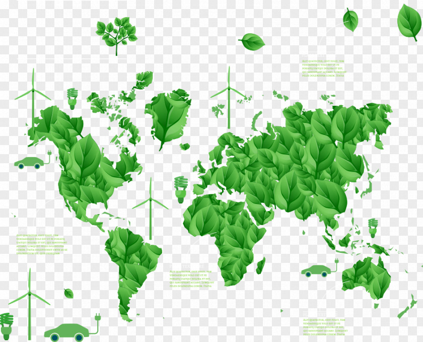 Vector Creative Green Map World Globe PNG