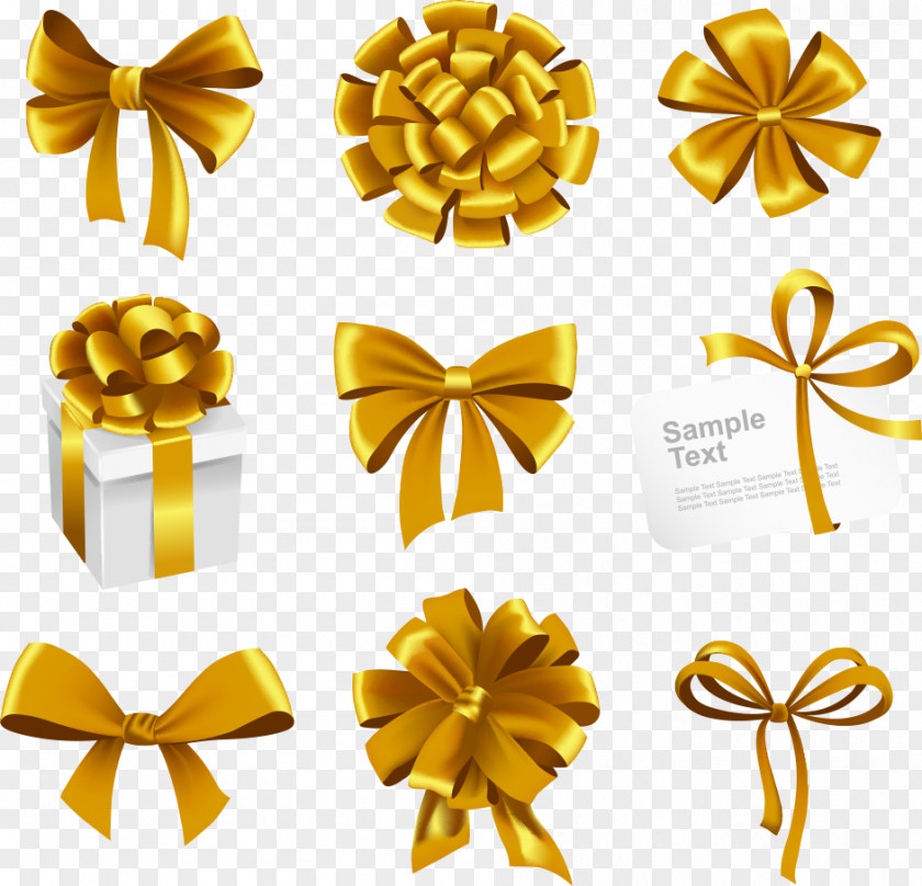 Vector Golden Christmas Gift Box Ribbon Royalty-free Illustration PNG