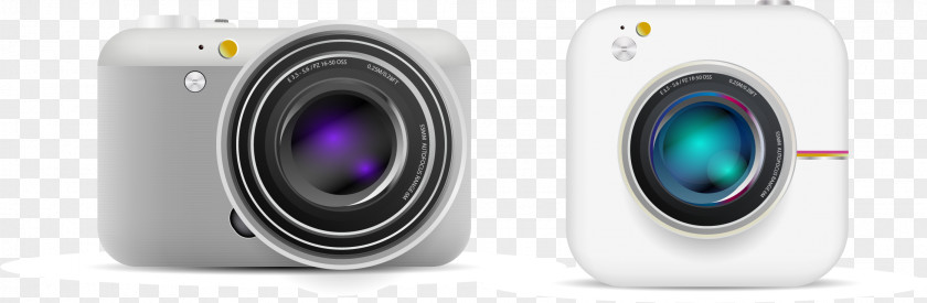 Vector Hand-painted White Camera Lens PNG