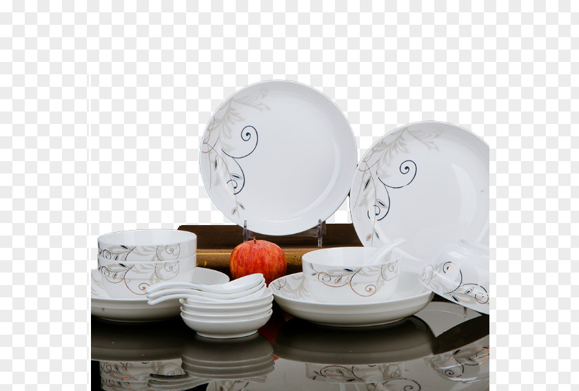Ceramic Dishes Suit Plate Tableware Bowl PNG