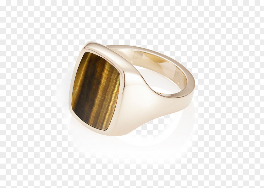 Ring Tiger's Eye Onyx Colored Gold Signet PNG