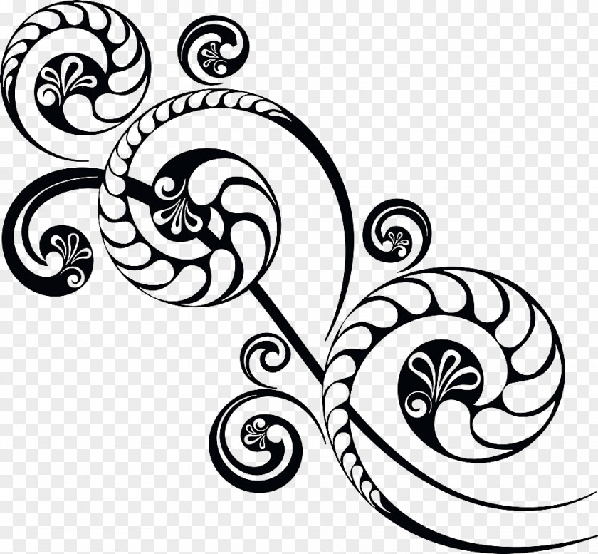 Line Art Black-and-white Pattern Ornament Spiral PNG