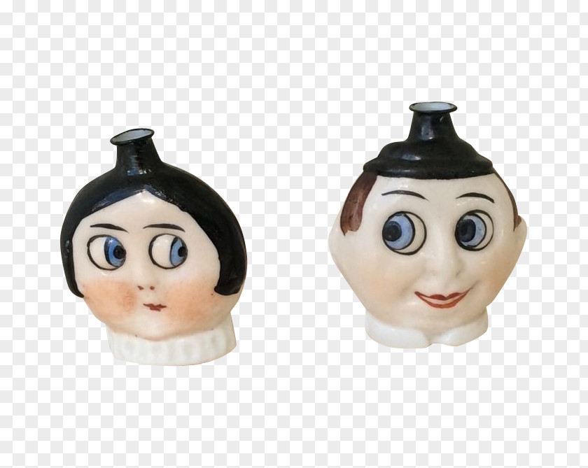 Salt And Pepper Shakers Ceramic Figurine Black PNG