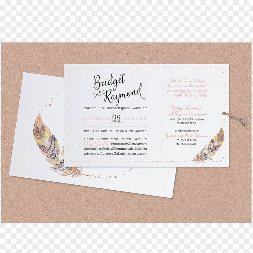 Federn Wedding Invitation In Memoriam Card Paper Convite Marriage PNG