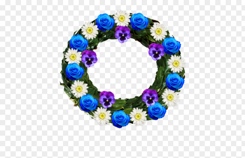 Flower Floral Design Wreath Cut Flowers Cobalt Blue PNG