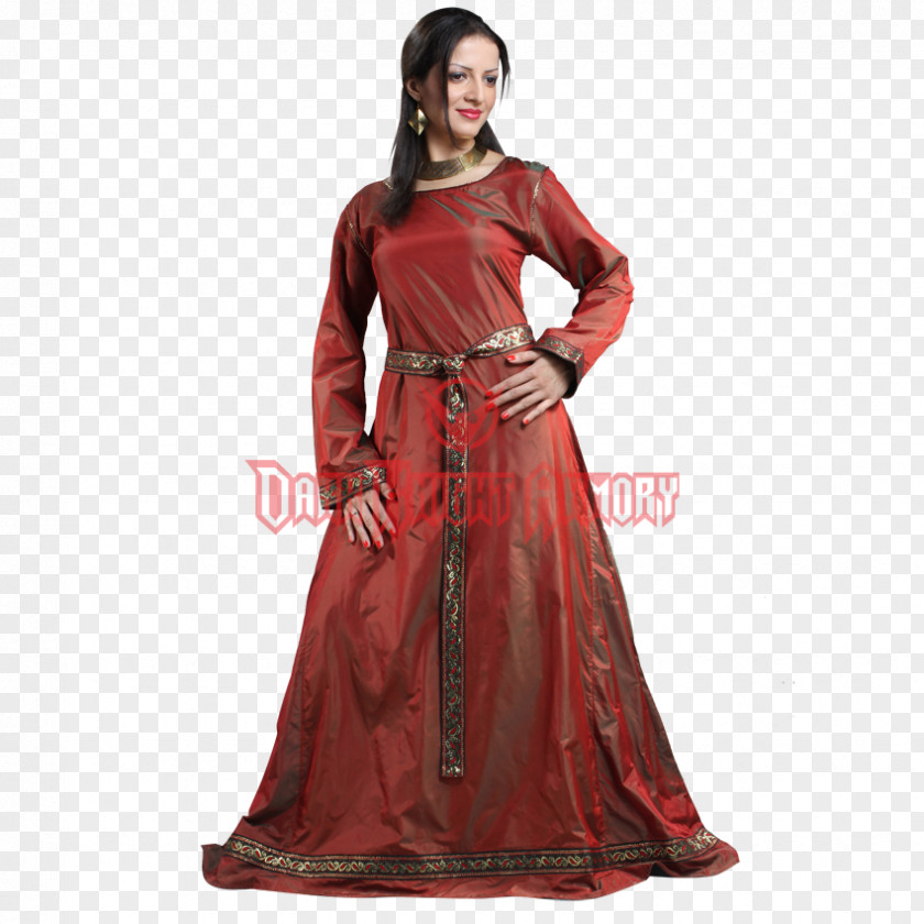 Medieval Women Gown Dress Sleeve Lace English Clothing PNG