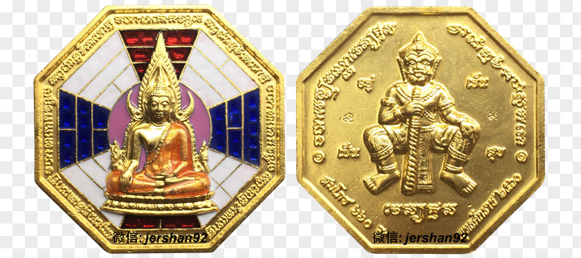 Thai Buddha Amulet Gold 01504 Coin PNG