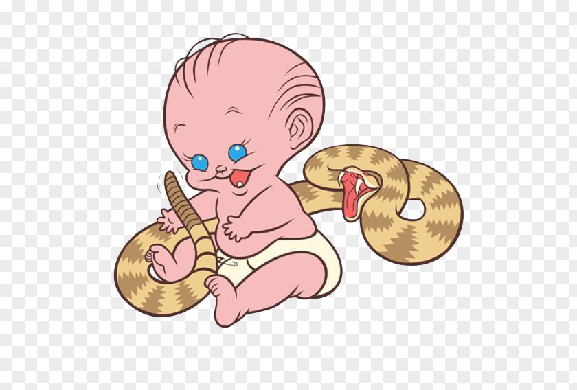 Pink Baby With Snake Clip Art PNG