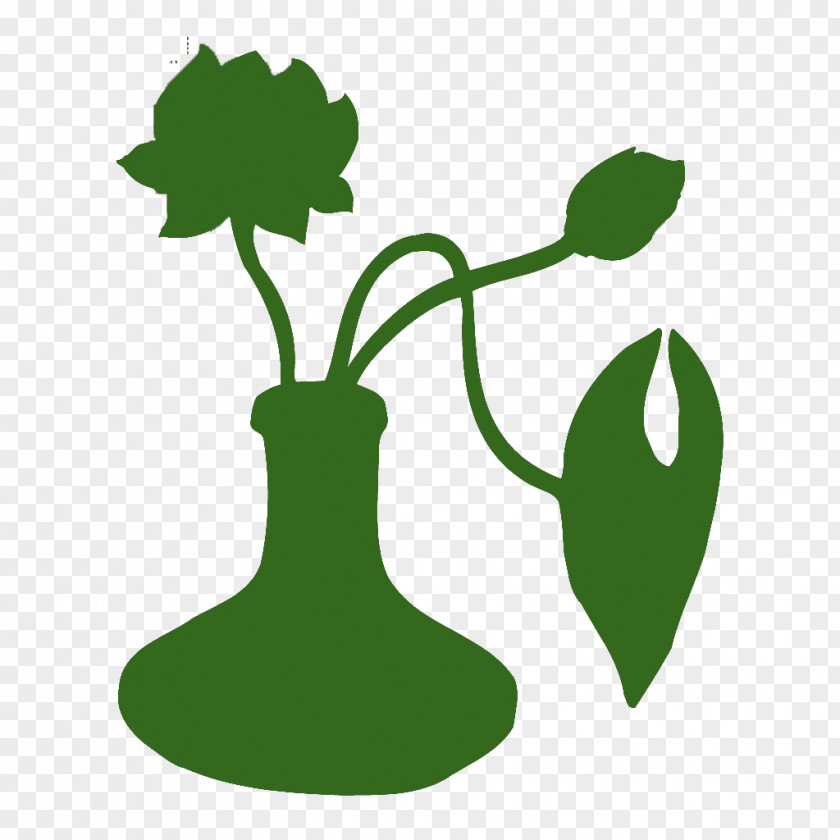Vase Green Lotus Silhouette Illustration PNG