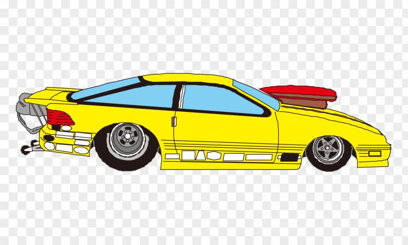 Cartoon Painted Yellow Sports Car Fashion PNG