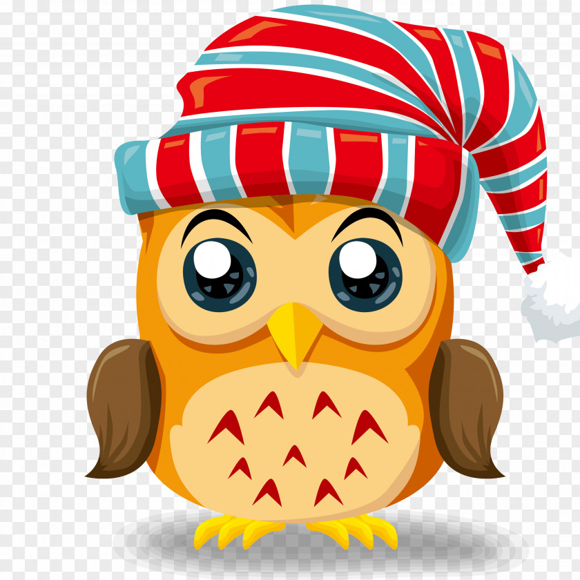 Hand-painted Owl Vector Paper Santa Claus Christmas PNG