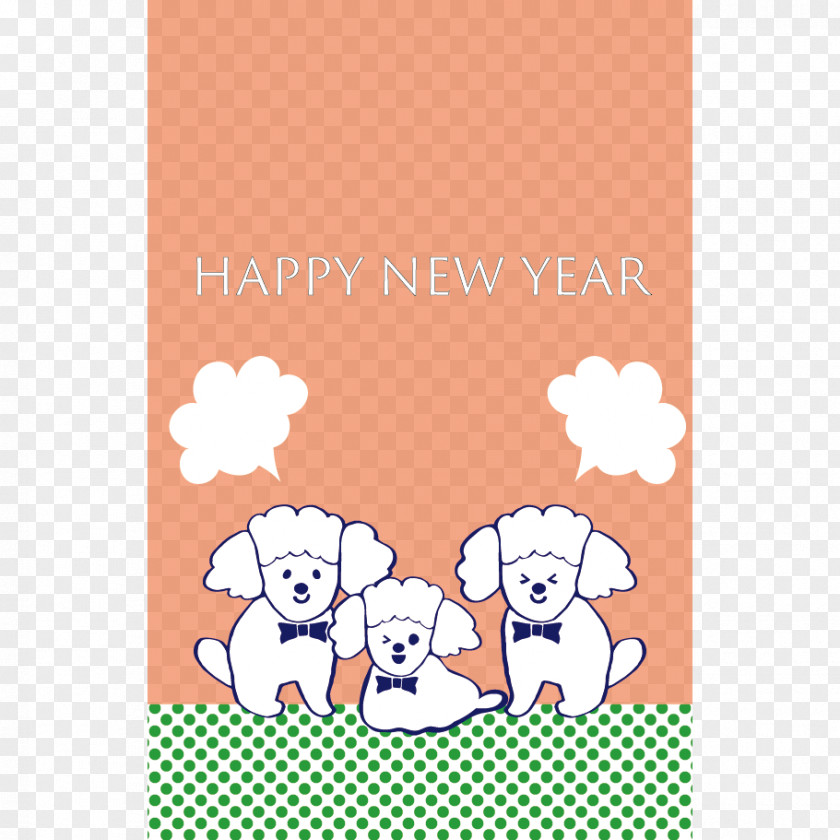Puppy Poodle Labradoodle New Year Card PNG