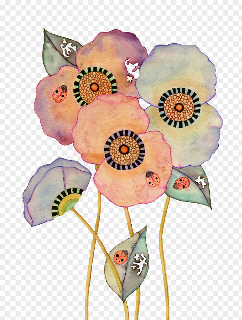 Colorful Floral Disc Painting Art Drawing Illustration PNG