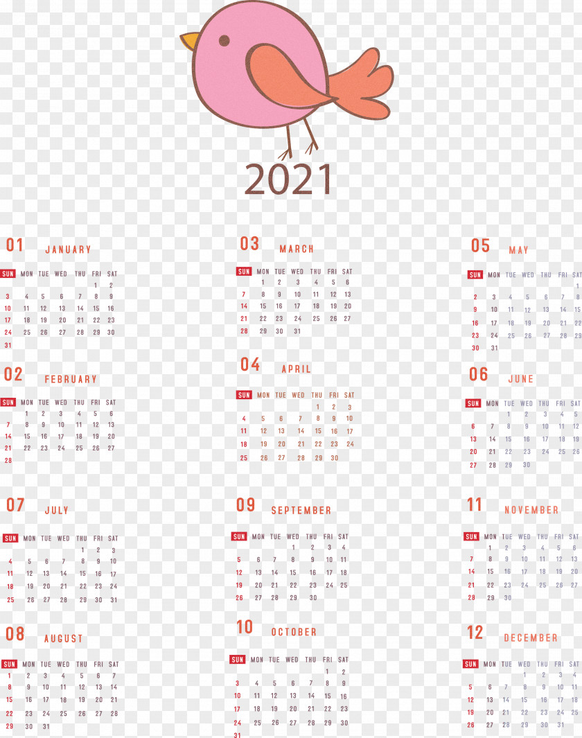 Printable 2021 Yearly Calendar PNG