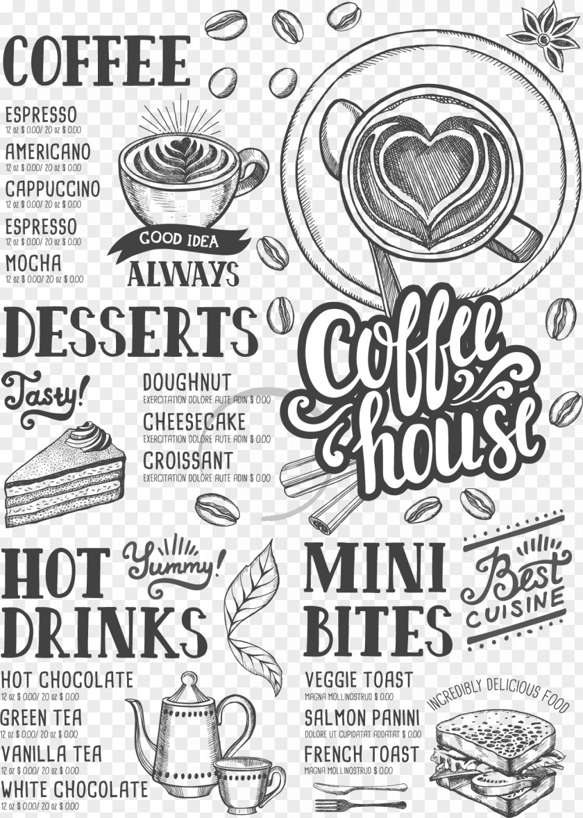 Coffee Shop Menu Tea Cafe Hamburger PNG