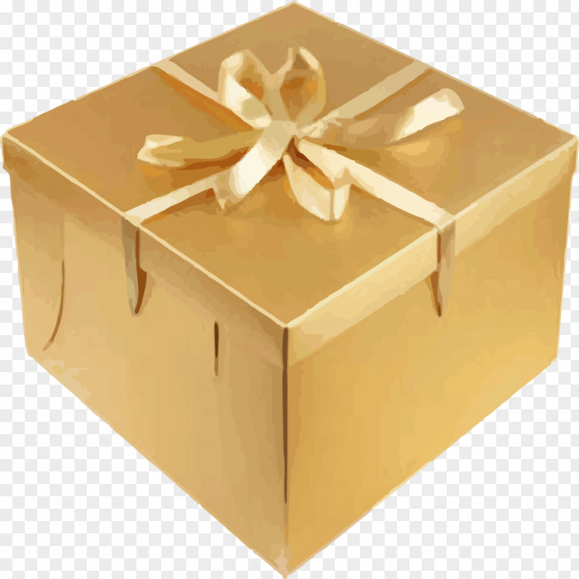 Gold Ribbon Gift Box PNG
