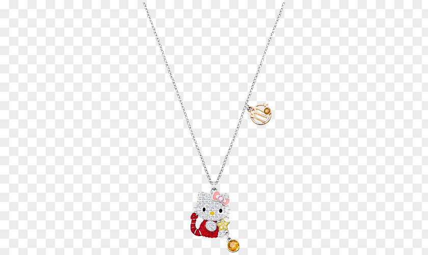 Swarovski Jewellery Ladies Garnet Necklace Hello Kitty AG Luxury Goods Gift PNG