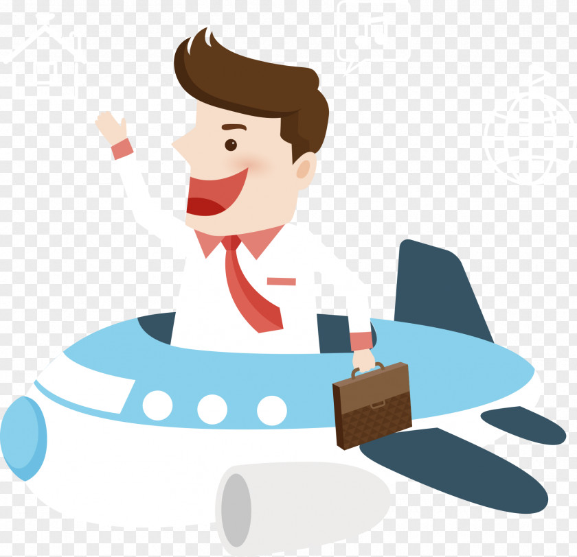 Business Man Cartoon Airplane Gwangju Stock Photography Illustration PNG