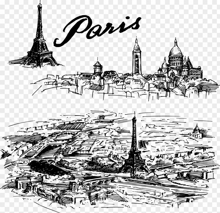 Sketch Of Paris Architecture Drawing Painting PNG