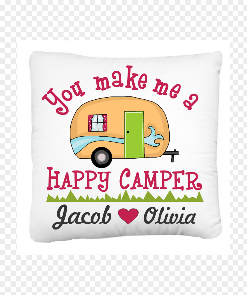 Happy Camper Pillow Cushion Campervans Camping Caravan PNG