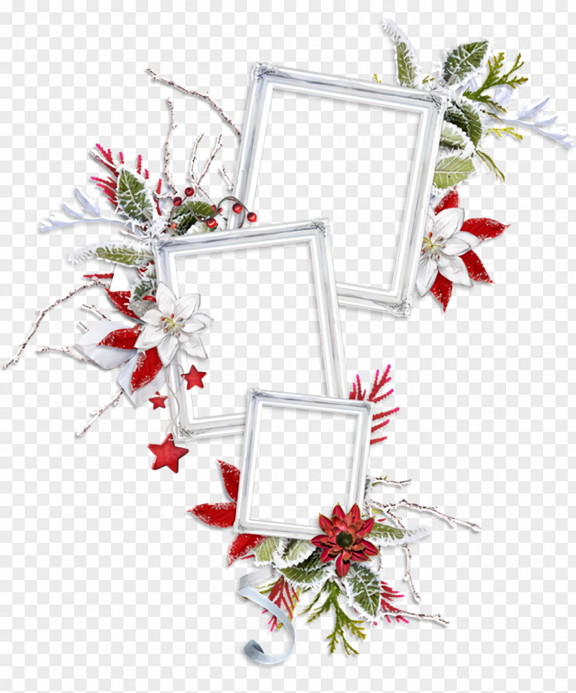 Interior Design Floral Christmas Frame Border Decor PNG