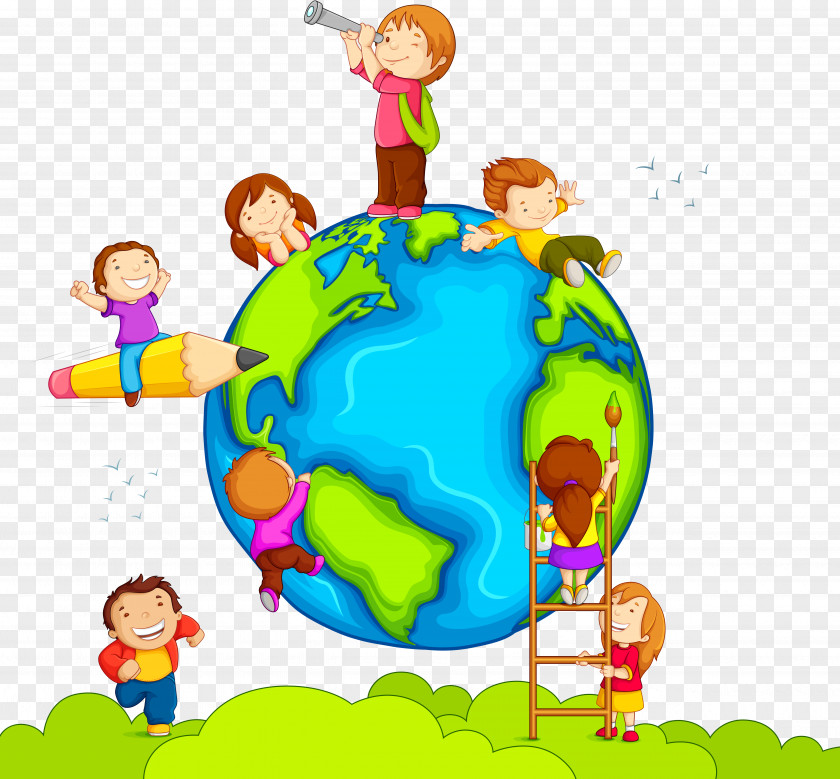 Earth Cartoon Education Child Quotation Learning Kindergarten PNG