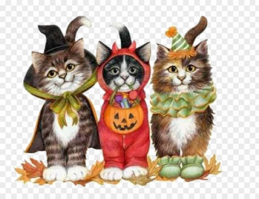 Three Kittens Cat Kitten Trick-or-treating Halloween PNG