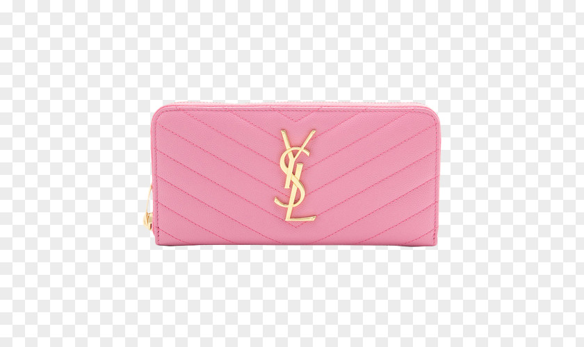 Yves Saint Laurent Leather Zipper Ms. Long Wallet Pink Handbag PNG