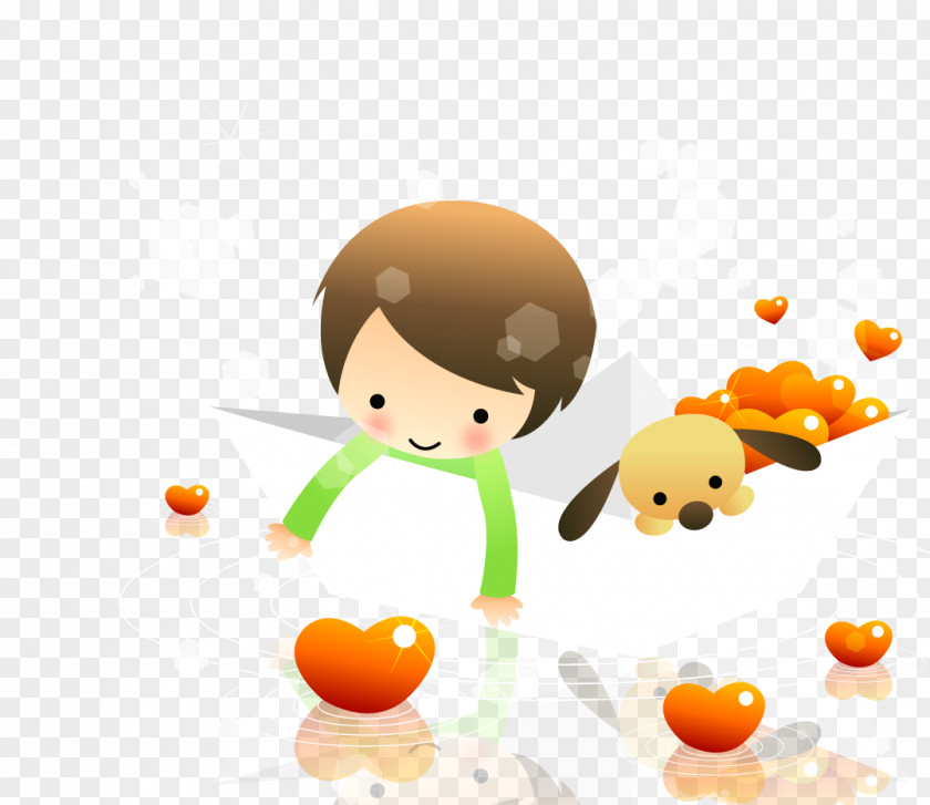 Children's Cartoon Puppy Paper Boat Willow Animation PNG