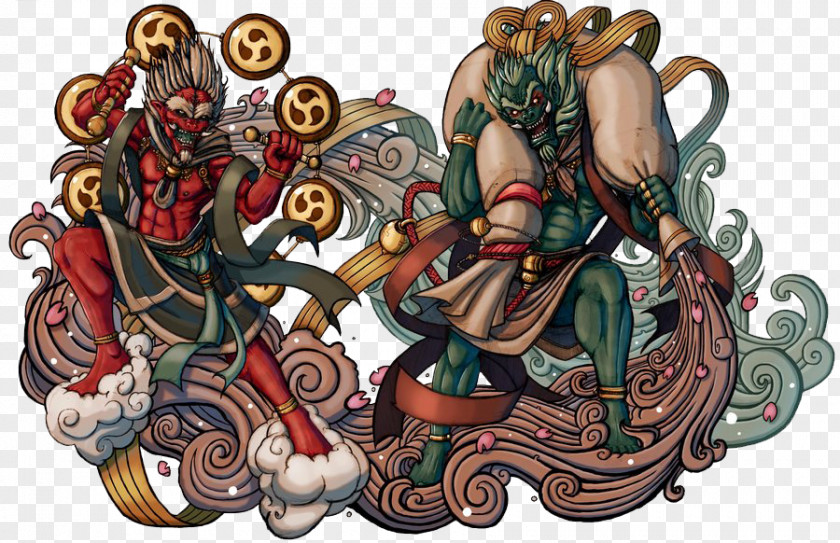 Japan Japanese Mythology Fūjin Raijin Deity PNG