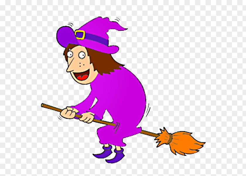 A Cartoon Witch Riding Magic Broom Witchcraft Illustration PNG