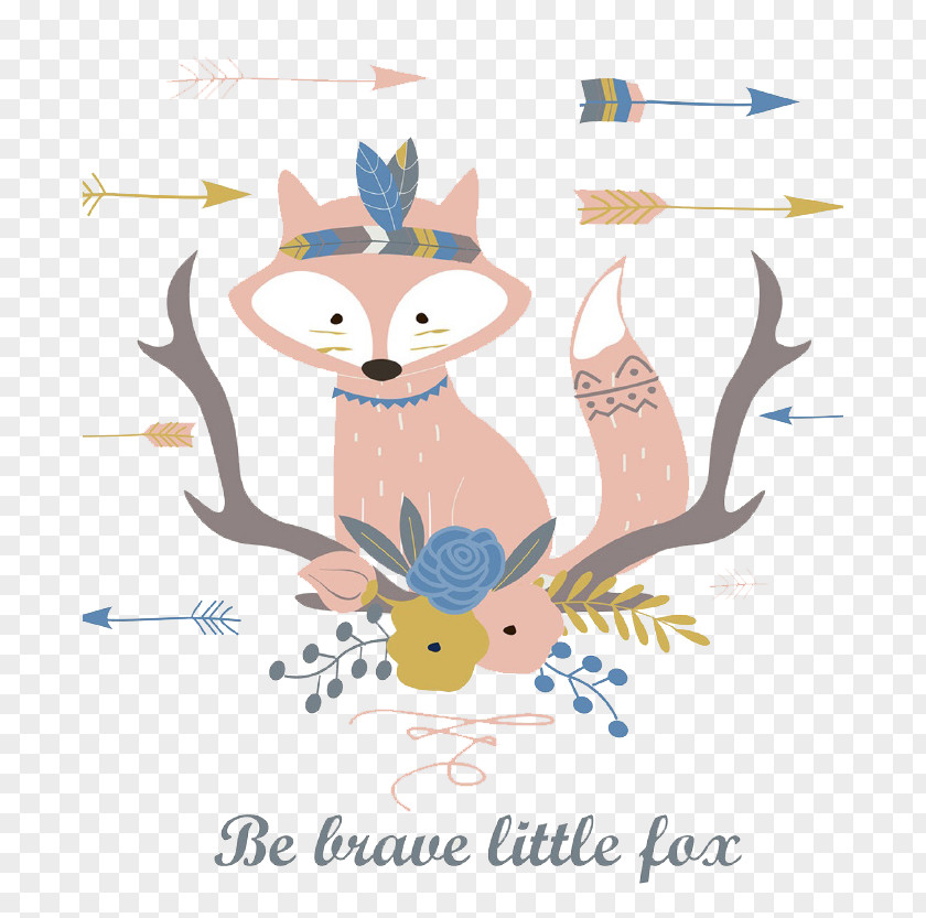 The Fox On Cartoon Branches Illustration PNG