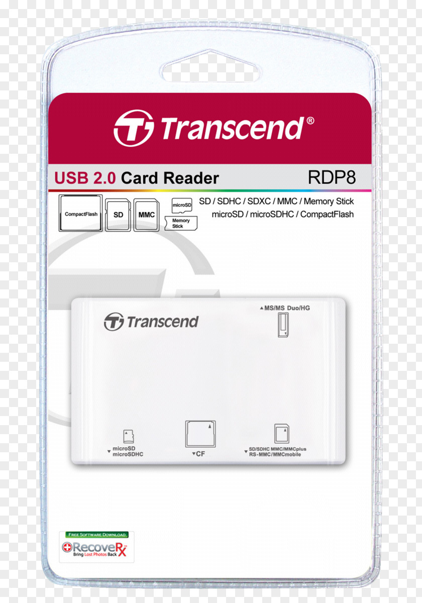 Memory Card Reader External USB 3.0 Transcend Information Readers PNG
