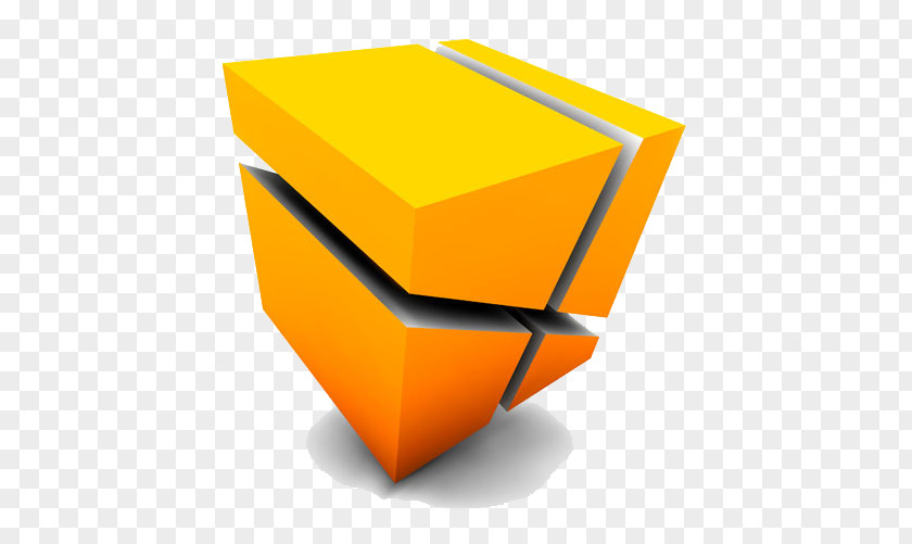 3D Yellow Cube Three-dimensional Space Geometry PNG