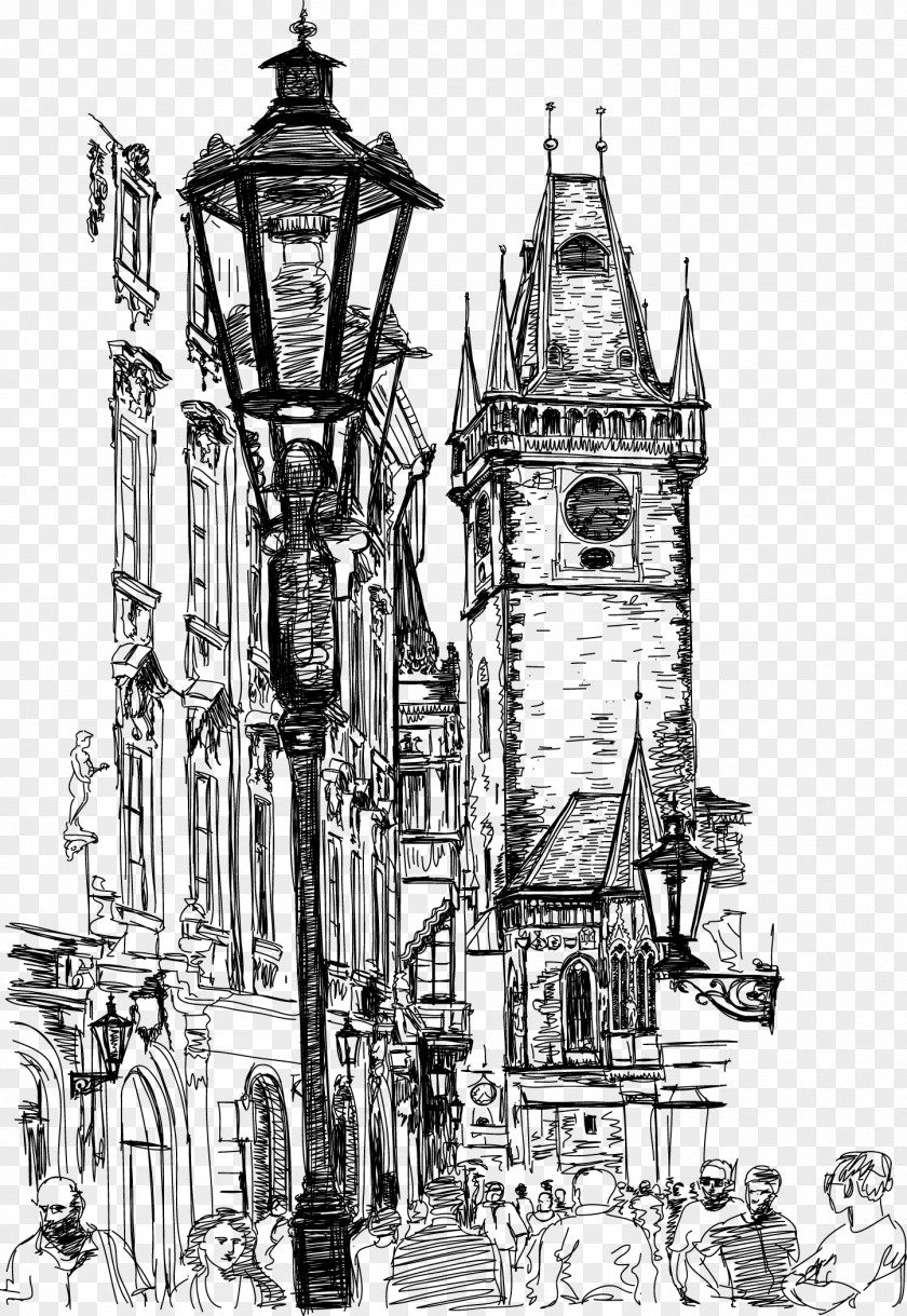 Big Ben Prague Drawing PNG