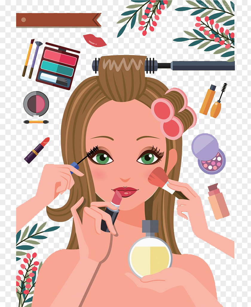 Cosmetics Make-up Cartoon Editor PNG editor, Girl makeup, woman with makeup accessory illustration clipart PNG