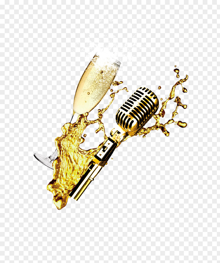 Golden,liquid,microphone Microphone Graphic Design PNG